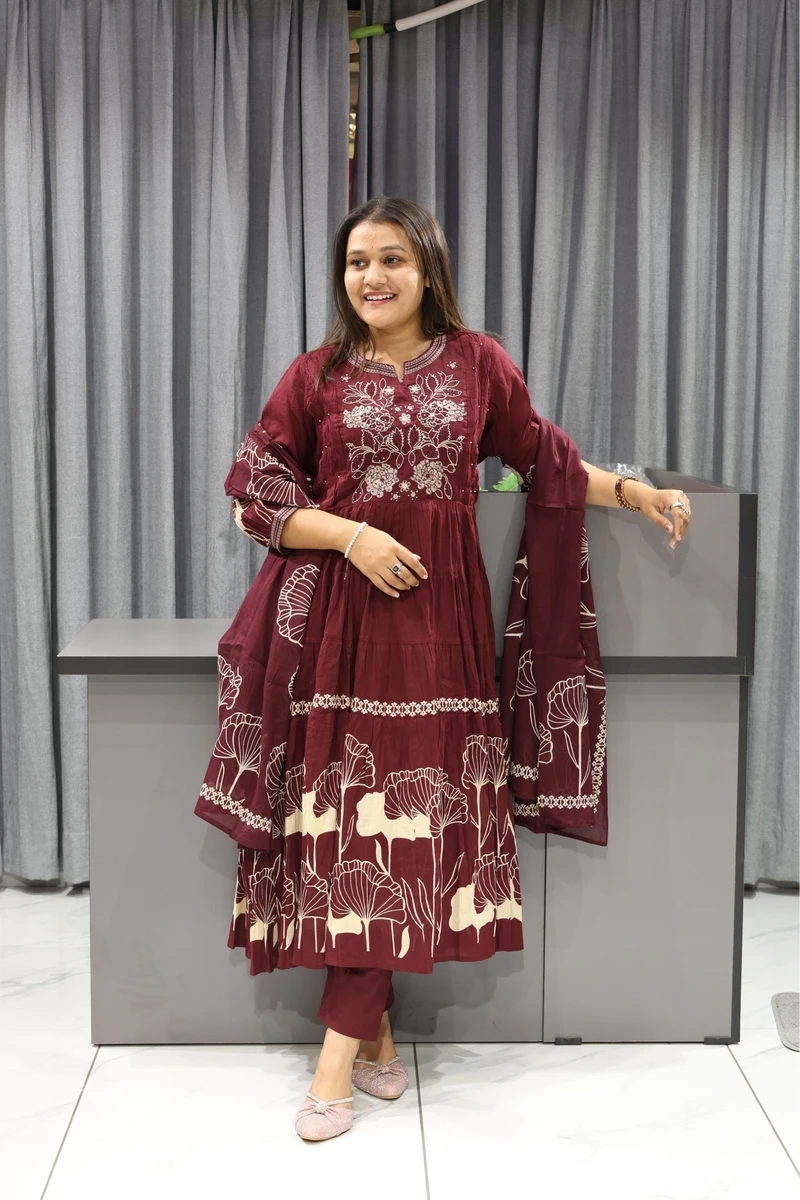 Embroidery With Moti Work Round Pair