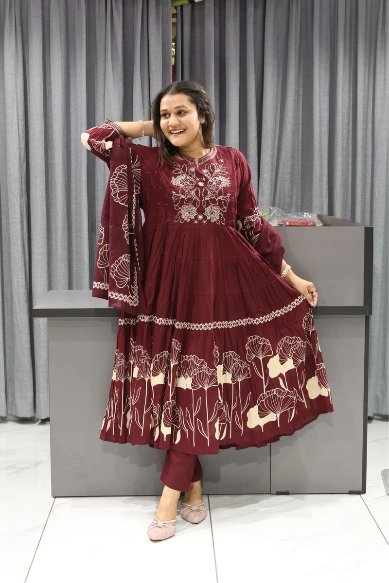 Embroidery With Moti Work Round Pair