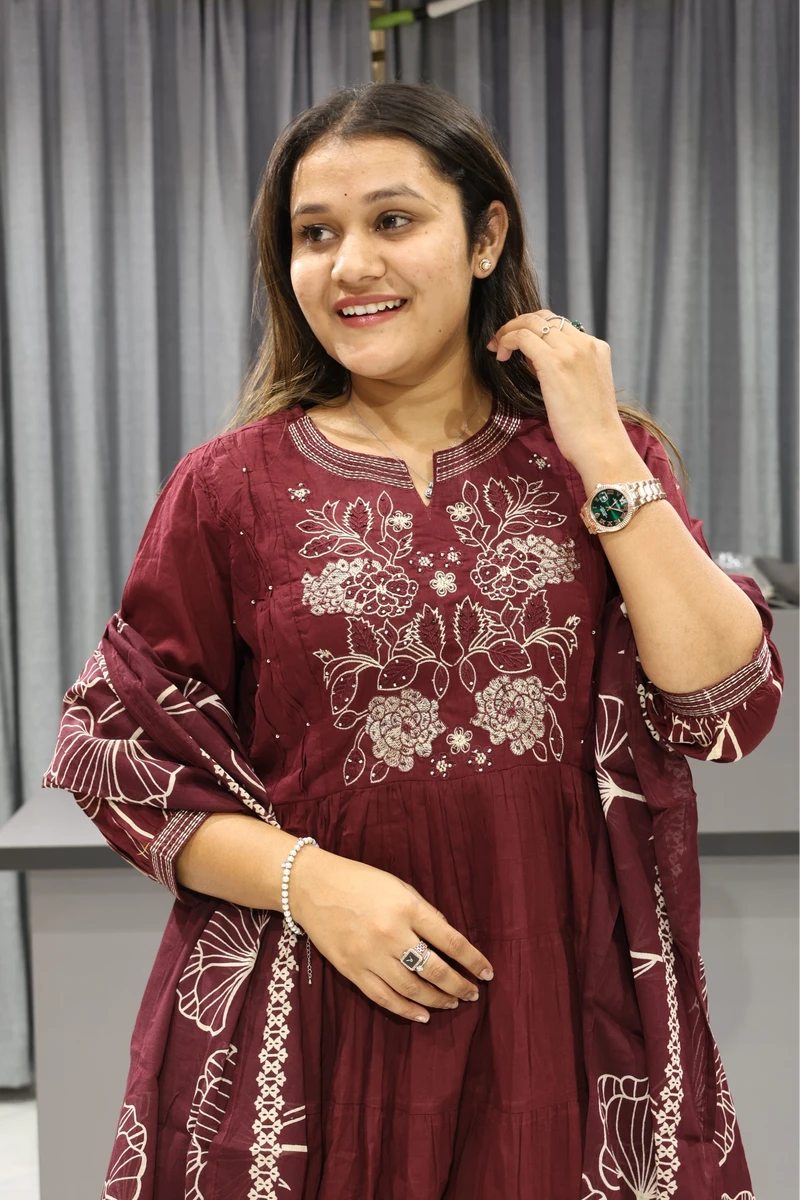 Embroidery With Moti Work Round Pair