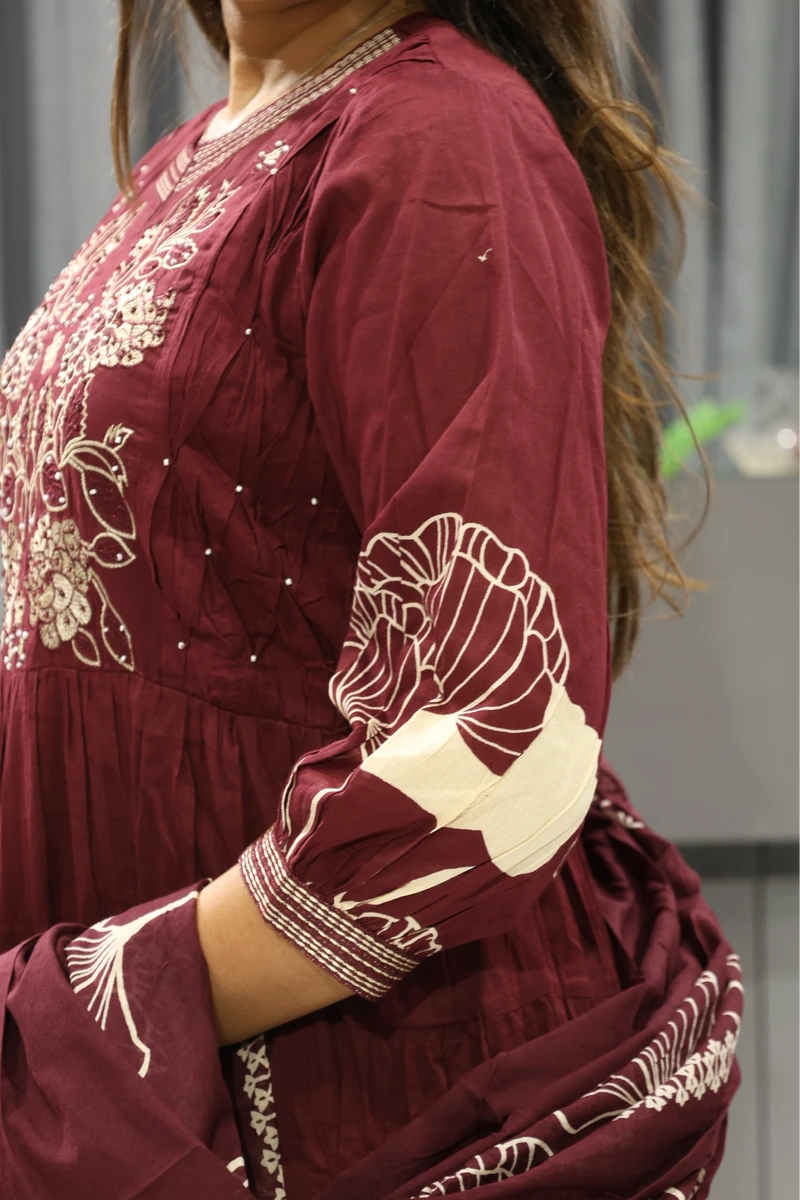 Embroidery With Moti Work Round Pair