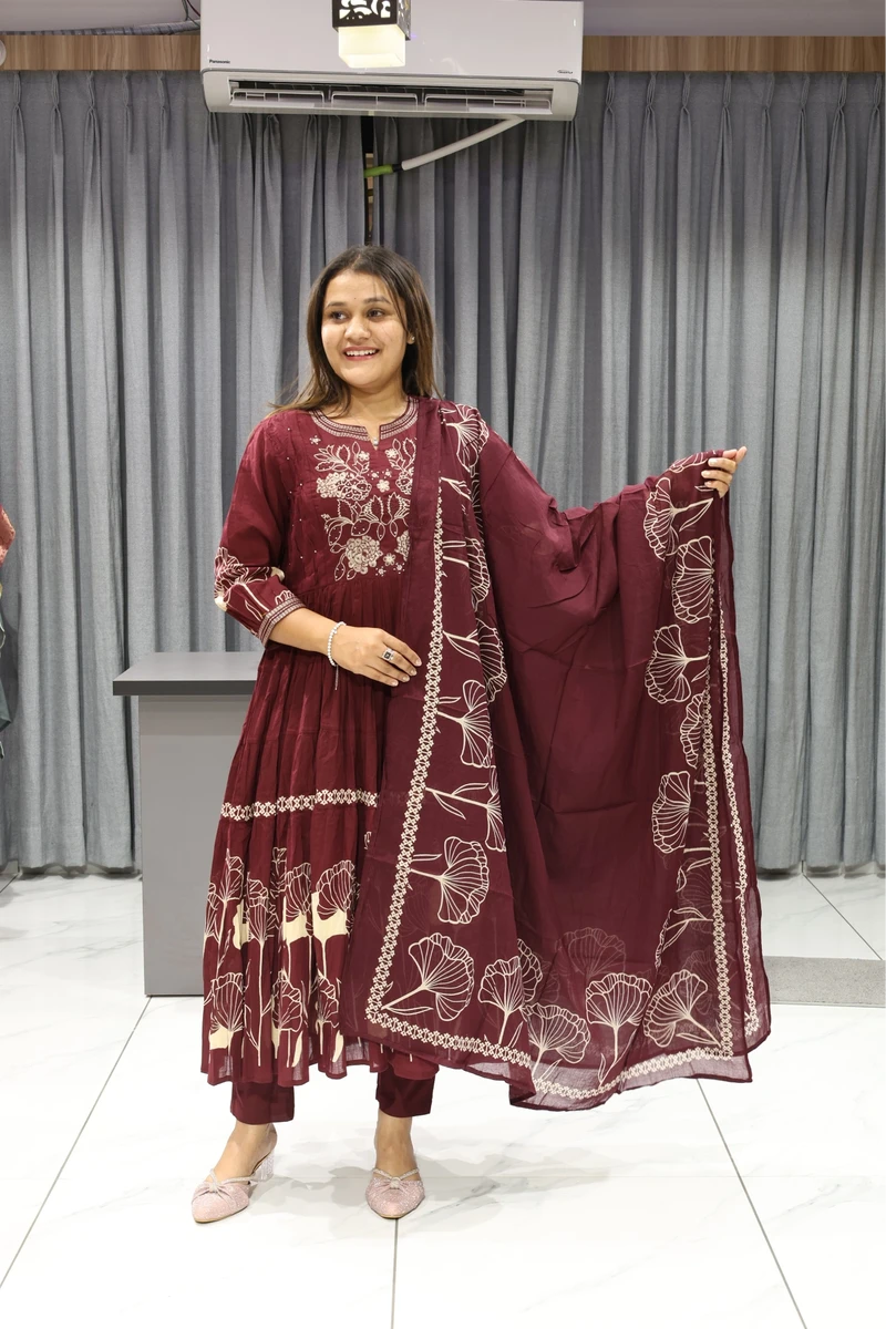 Embroidery With Moti Work Round Pair