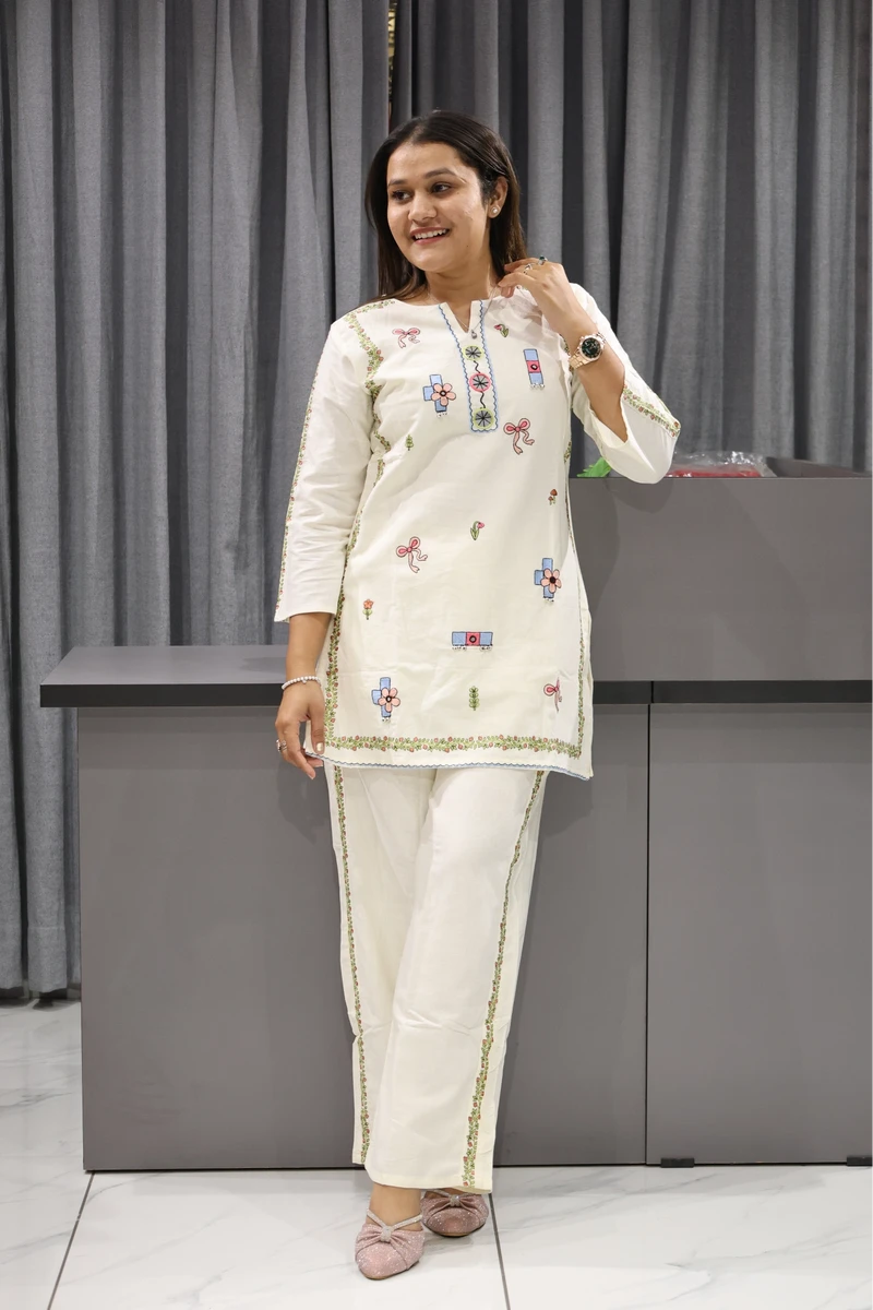 Embroidery With Mirror Work Cord Set