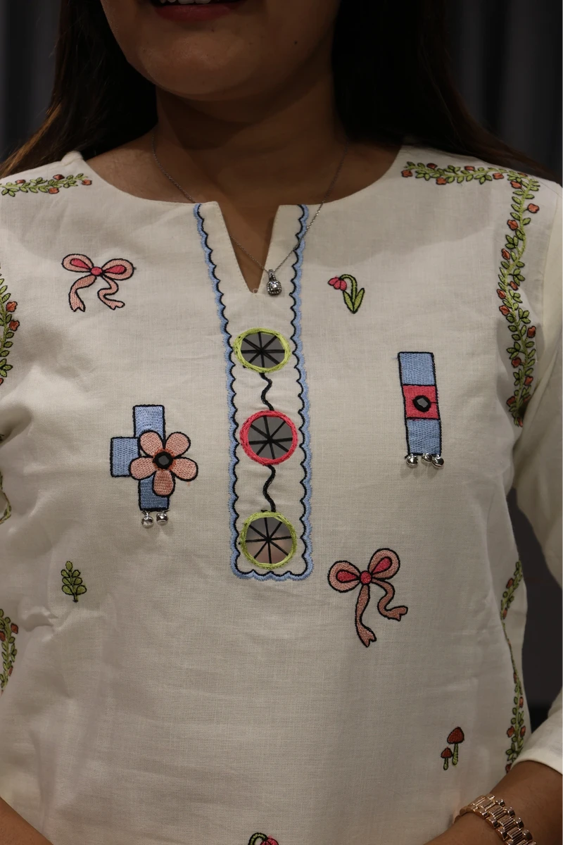 Embroidery With Mirror Work Cord Set