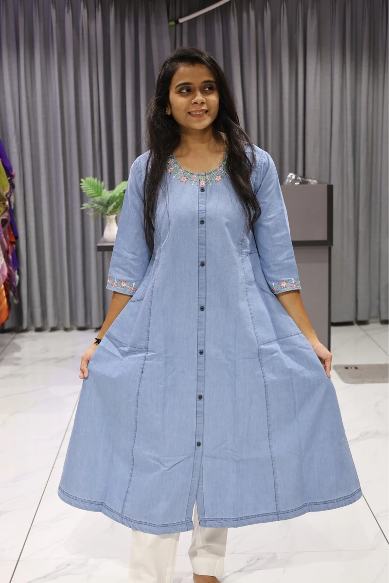 Neck Flower Work Kurti