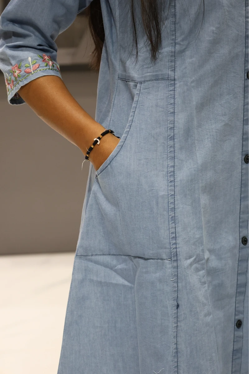 Neck Flower Work Kurti