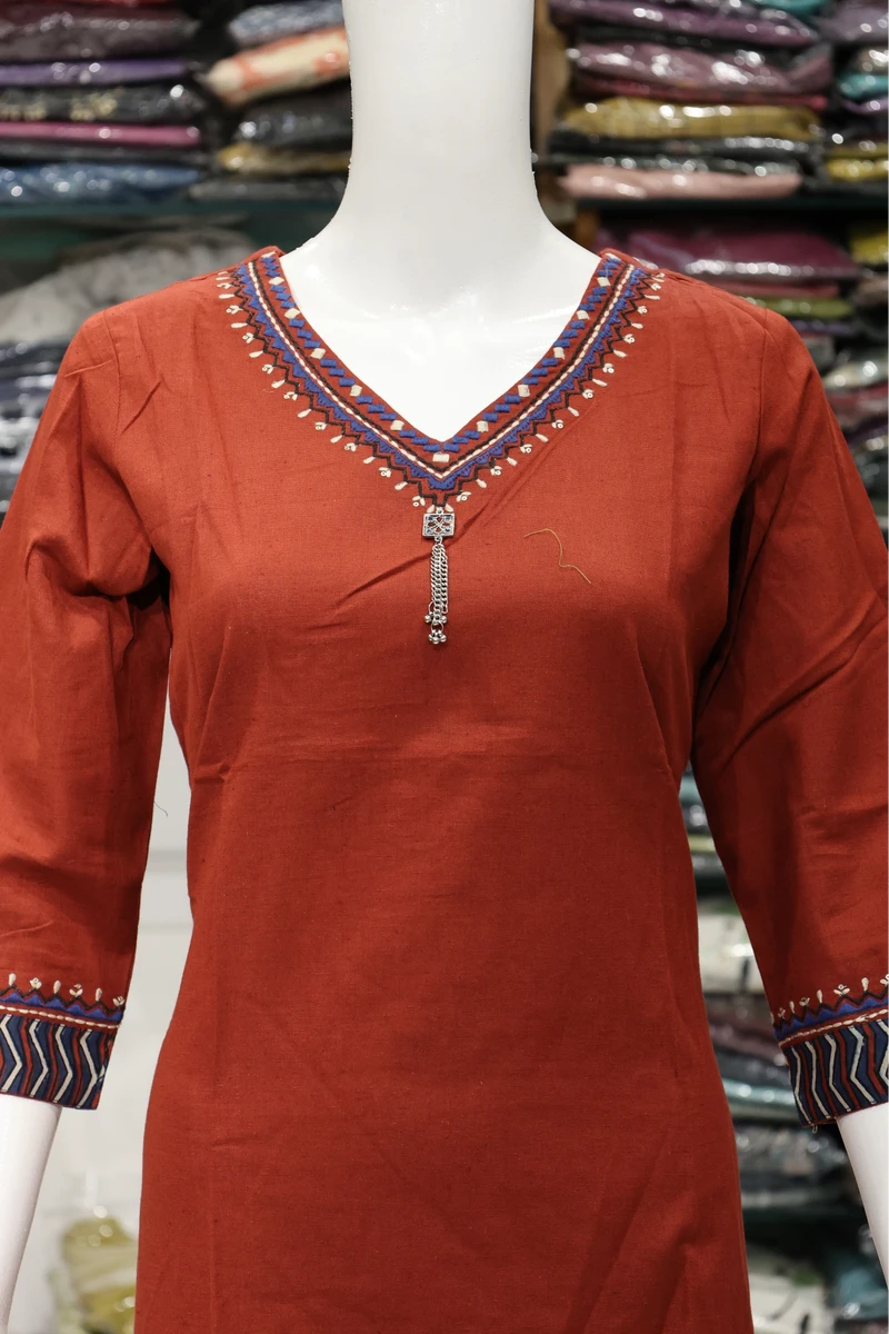 Neck Embroidery Work Kurti