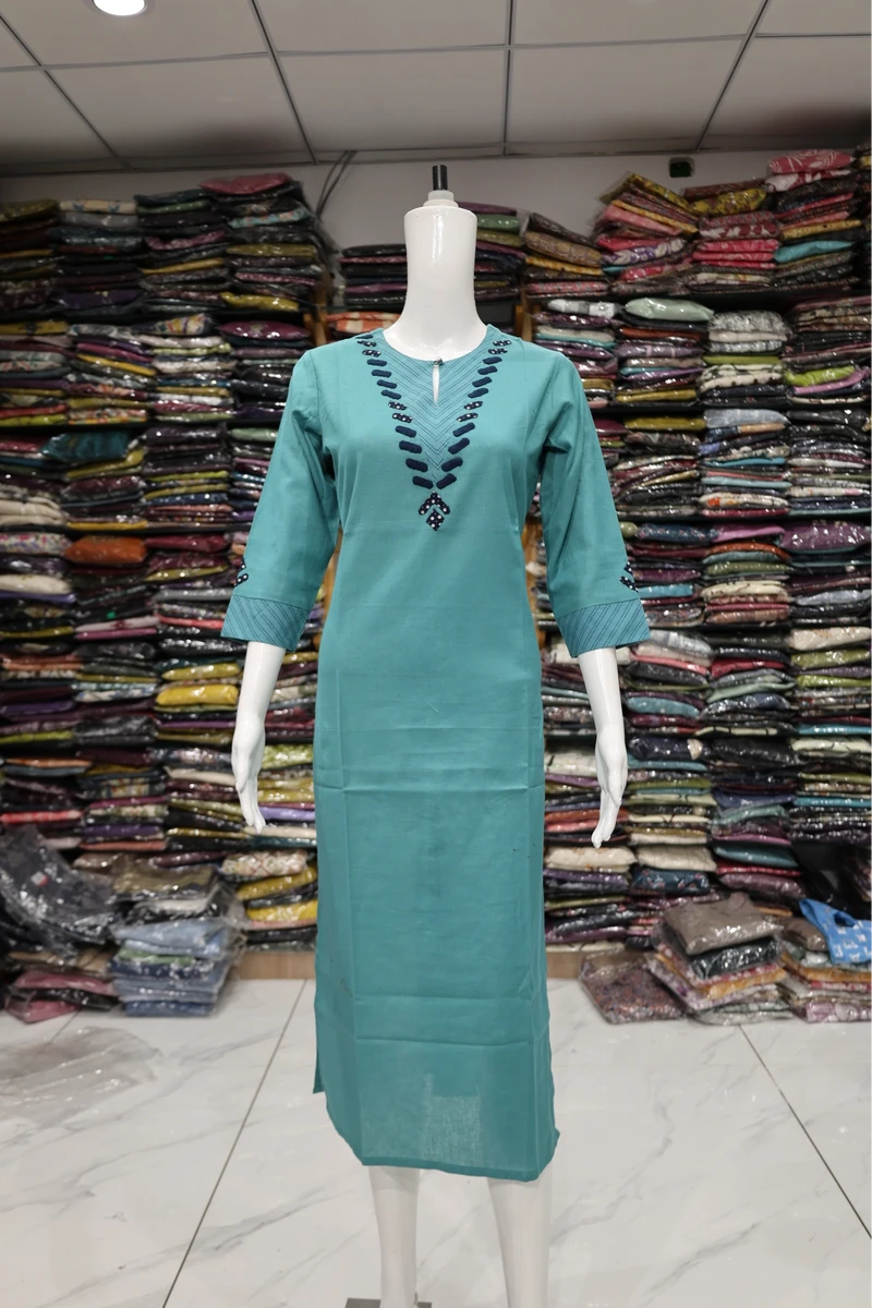 Neck Applique Work Kurti