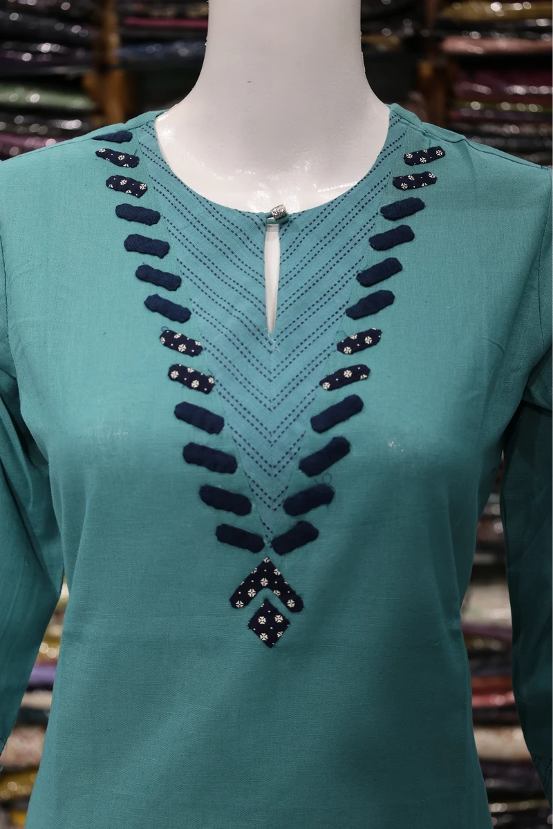 Neck Applique Work Kurti