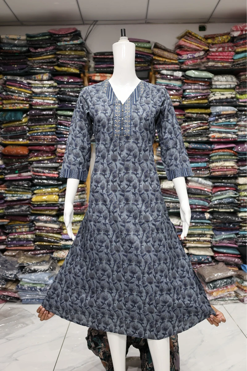 V Neck Aline Cut Kurti