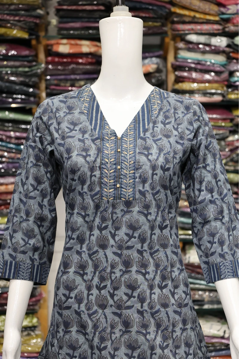 V Neck Aline Cut Kurti
