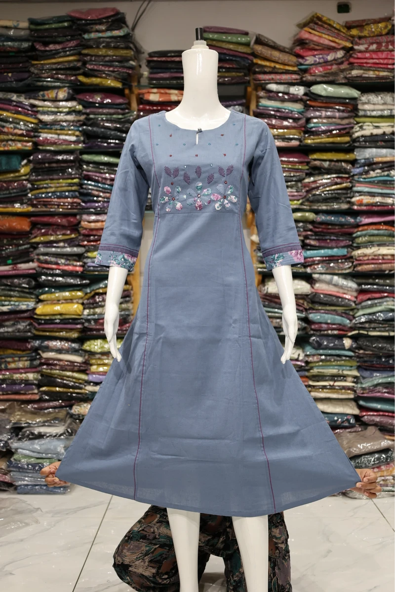 Small Mirror With Applice Work Aline Cut kurti