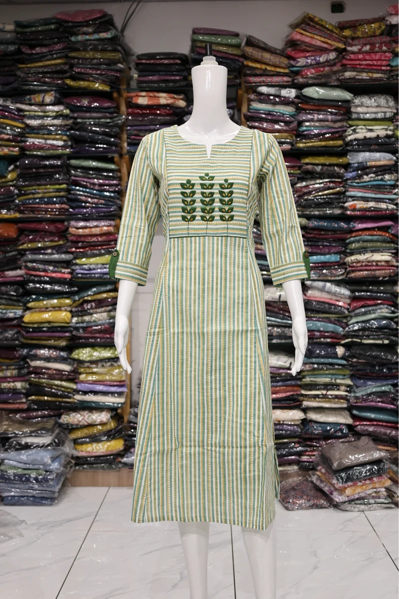 Leaf Applique Work Aline Kurti