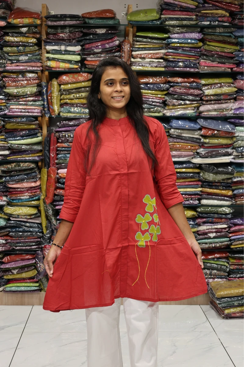 Flower Applique Work Over Size Tunic