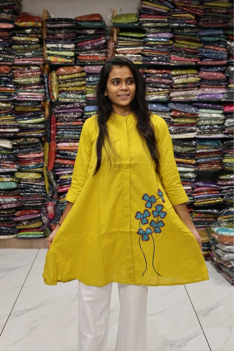 Flower Applique Work Over Size Tunic