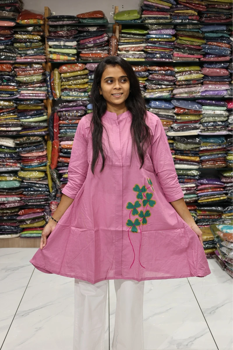 Flower Applique Work Over Size Tunic