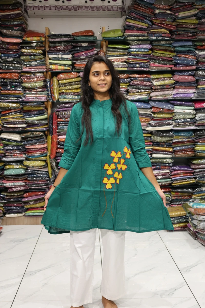 Flower Applique Work Over Size Tunic