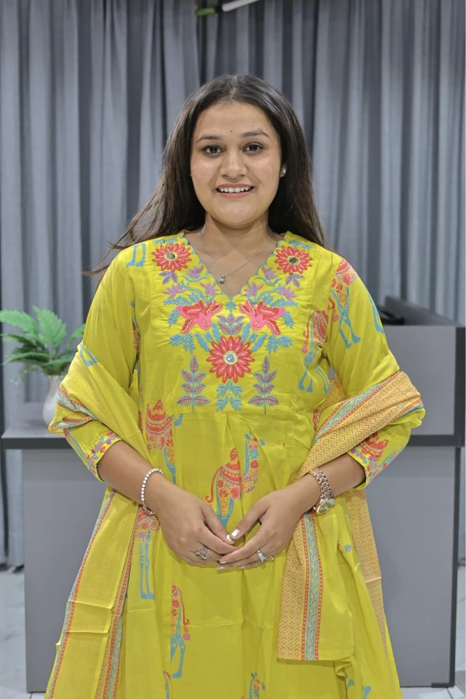 Camel print With Embroidery Work Duptta Pair