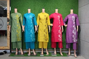 One Side Embroidery Work Plaza Pair