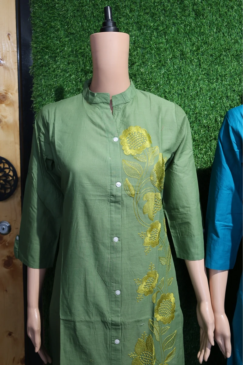 One Side Embroidery Work Plaza Pair