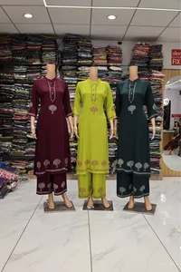 Mirror Work With Block Print Plaza Pair