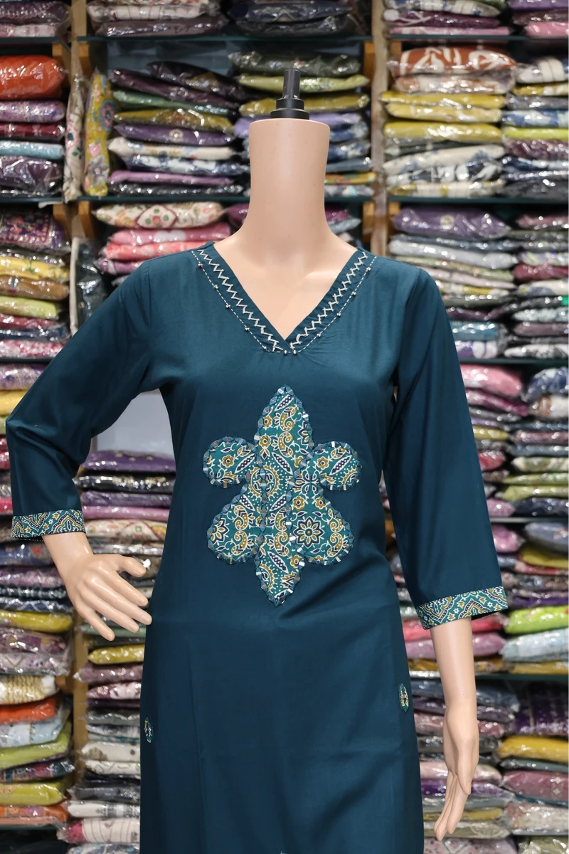 Applique With Mirror Work Plaza Pair