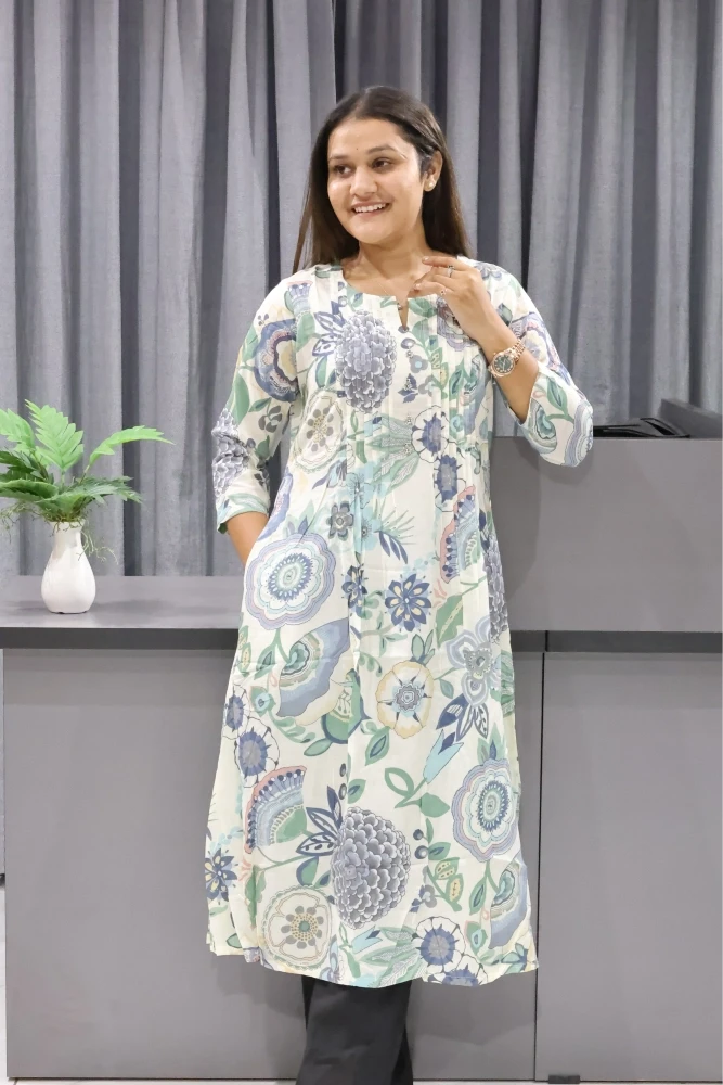 White Printed Kurti