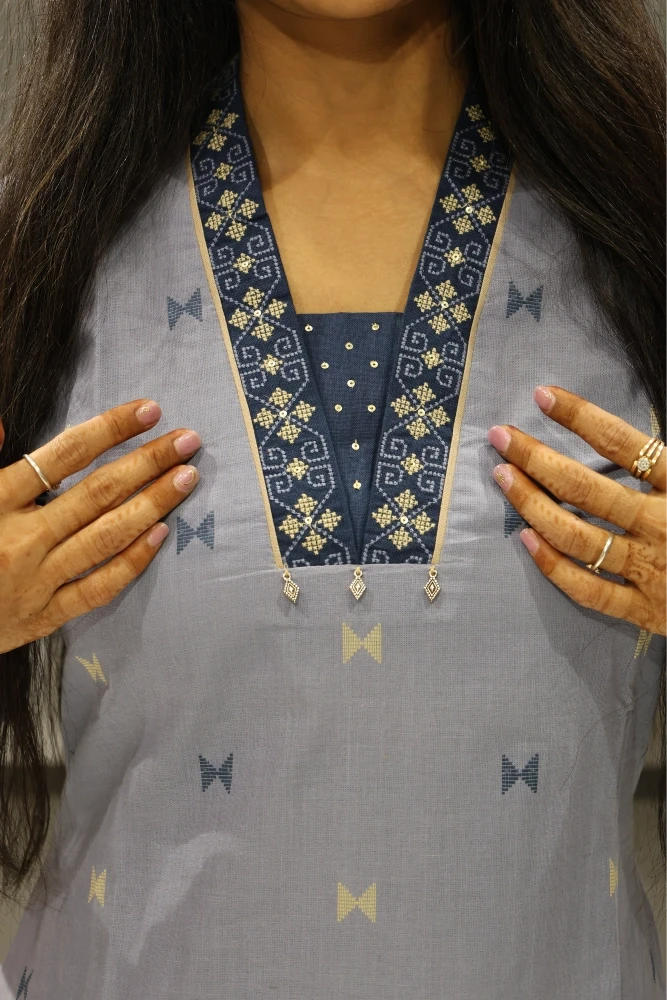 V Neck Work Aline Cut Kurti