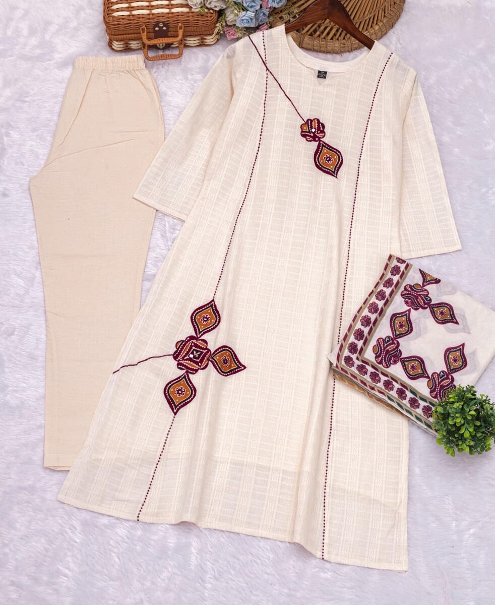 Applique Work A Line Duptta Pair