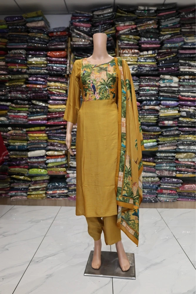 Printed Neck Hand Work Duptta Pair