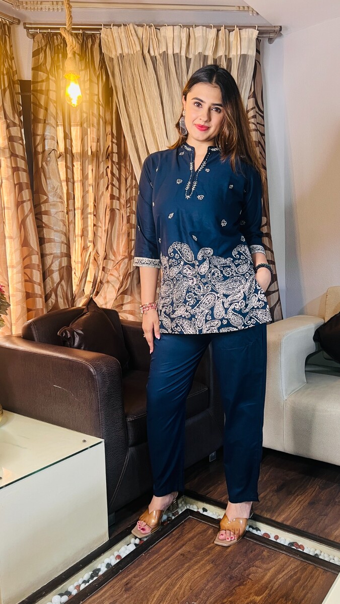 Tebha Work With Printed Cord Set