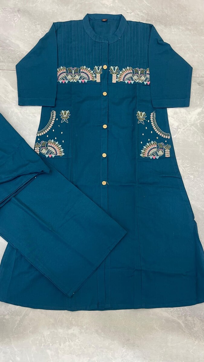 Embroidery Peacock Work Plaza Pair