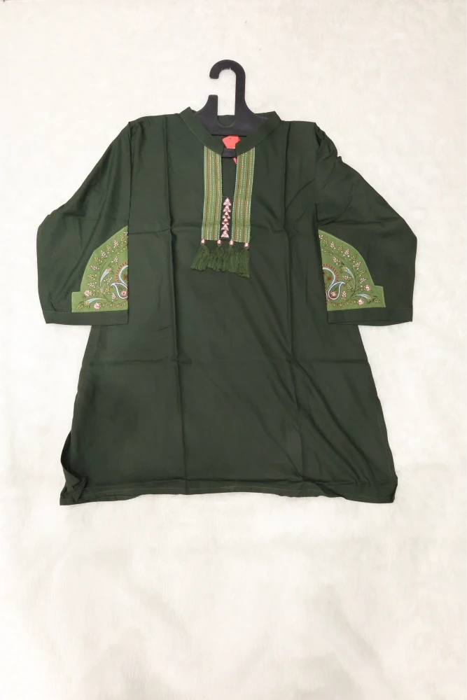Sleeve Embroidery With Neck Mirror Work Tunic
