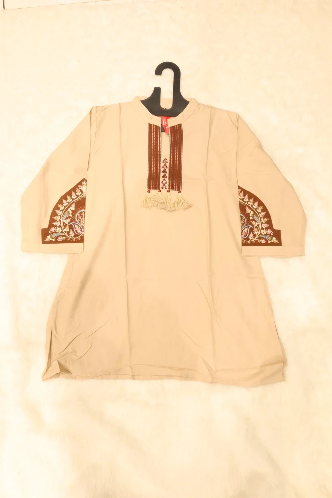 Sleeve Embroidery With Neck Mirror Work Tunic