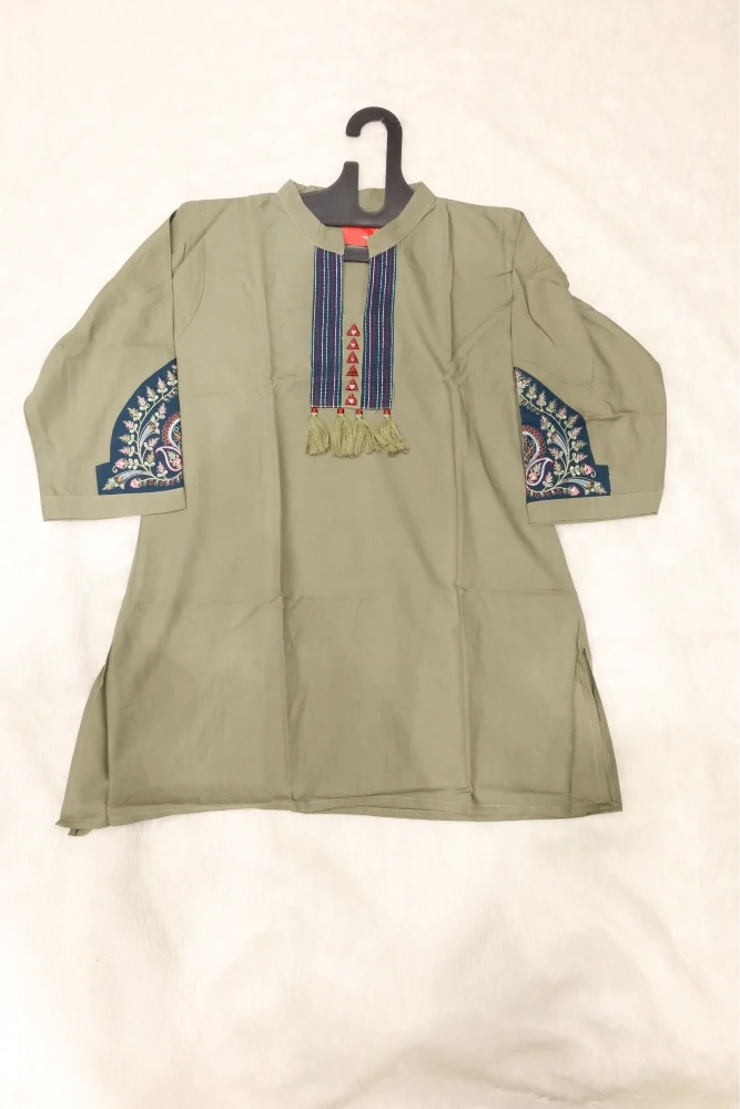 Sleeve Embroidery With Neck Mirror Work Tunic