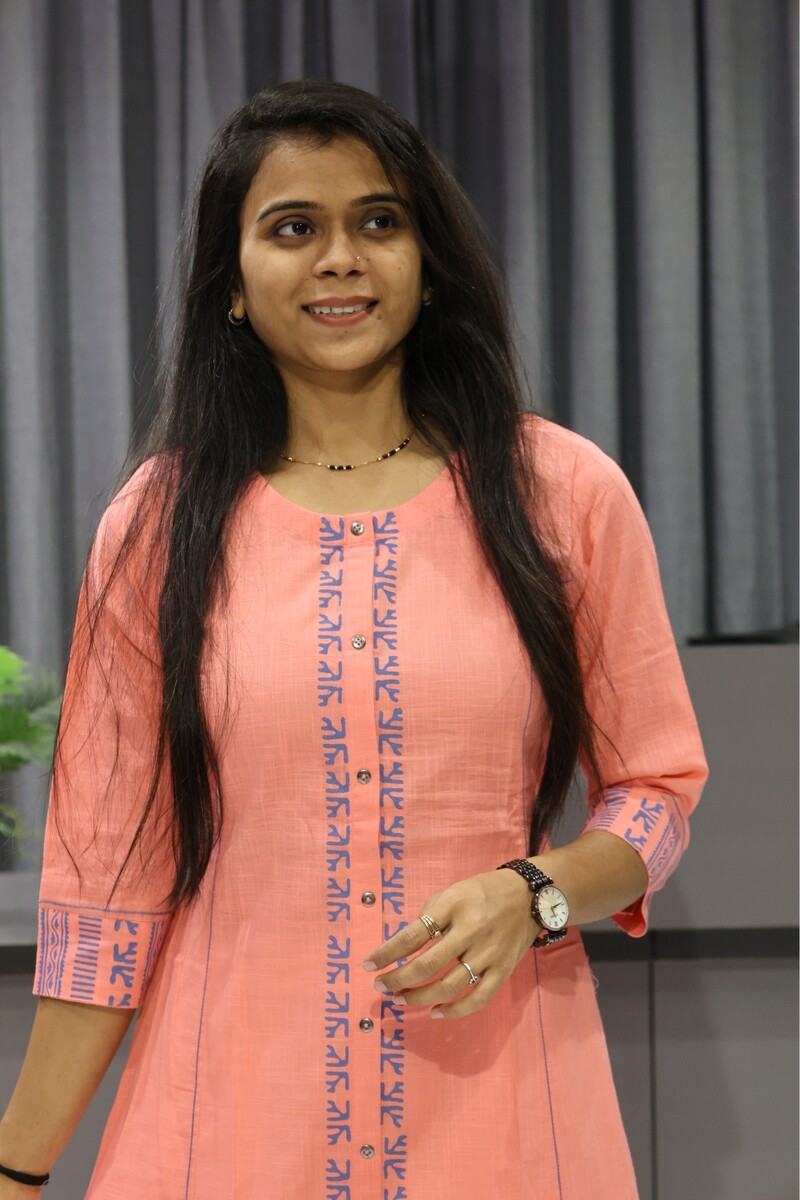 Center Block Print Peach Kurti