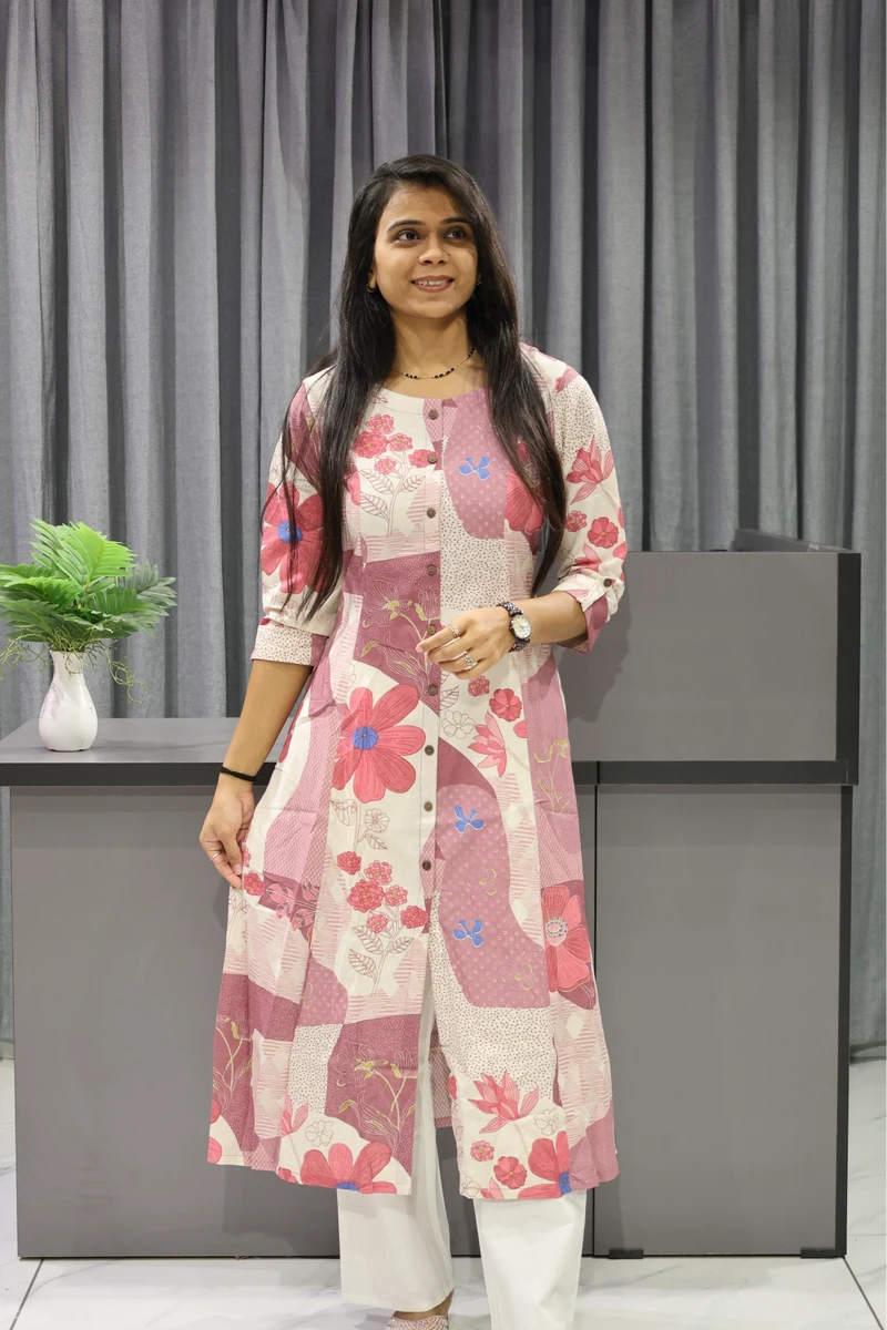 Printed Flower Aline Kurti
