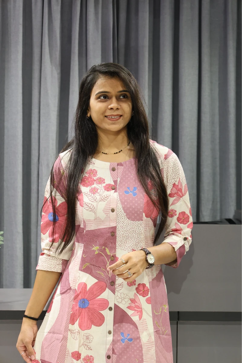 Printed Flower Aline Kurti