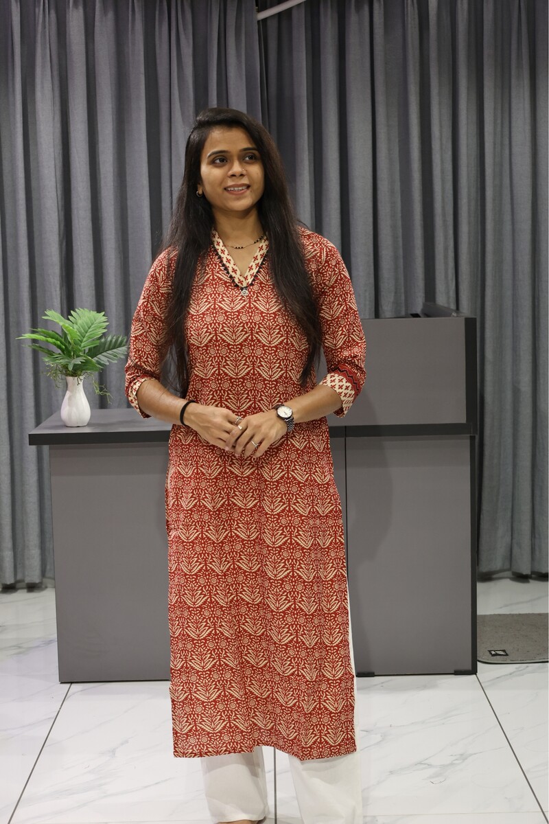 V Neck Printed Kurti