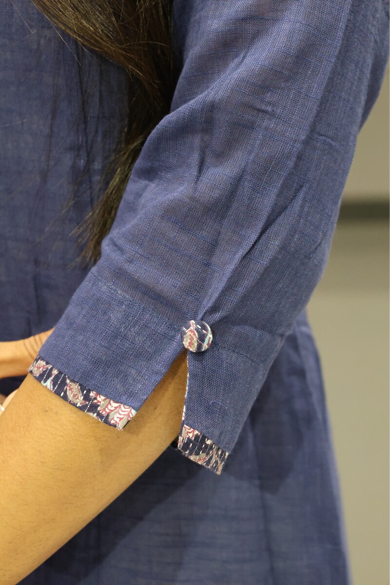 Plan Blue V Neck Kurti