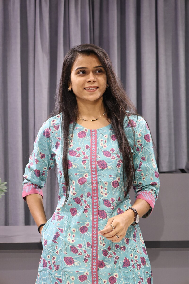 Aline Flower Print Kurti Sky