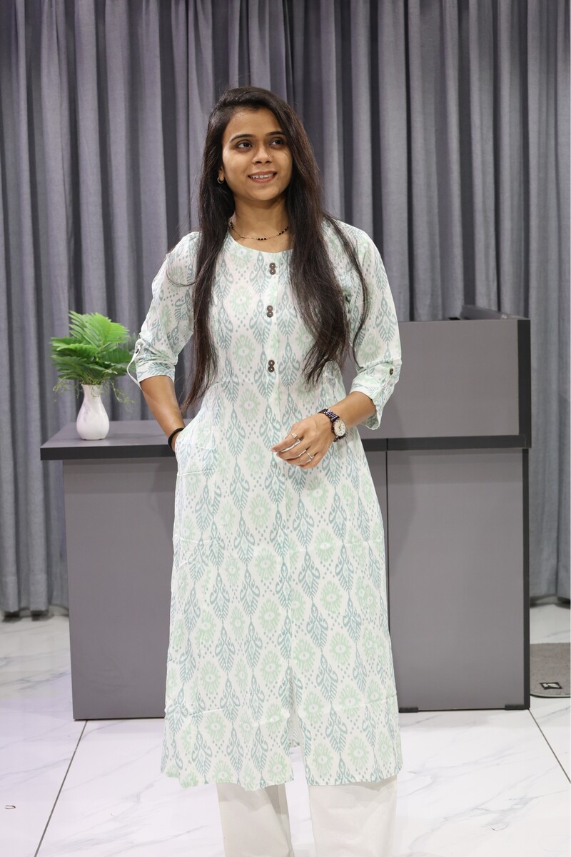 White Patola Print Aline Kurti