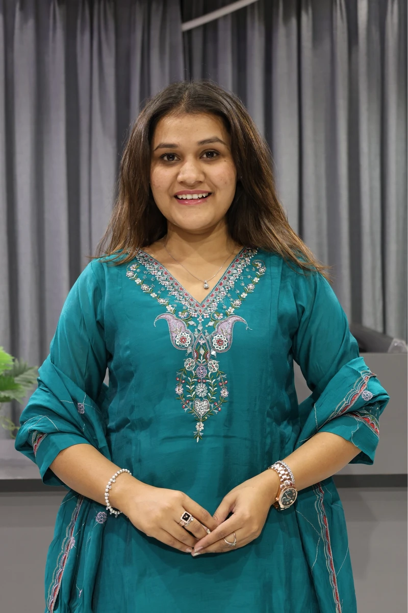 V Neck Mirror Work Short Plaza Pair