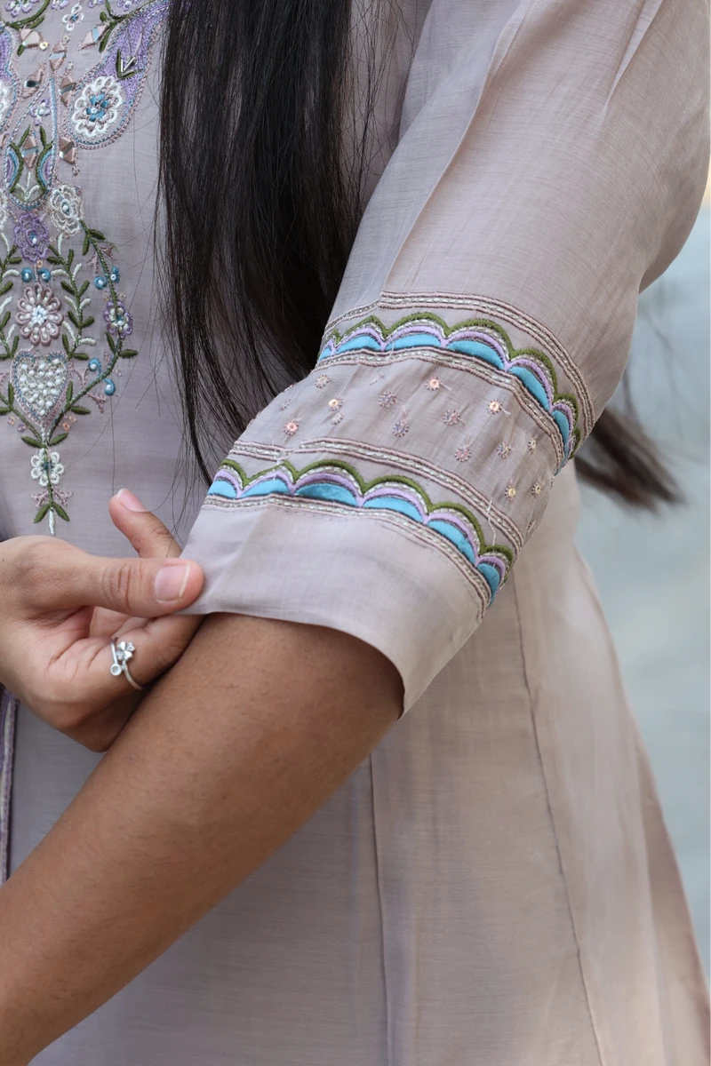 V Neck Mirror Work Short Plaza Pair