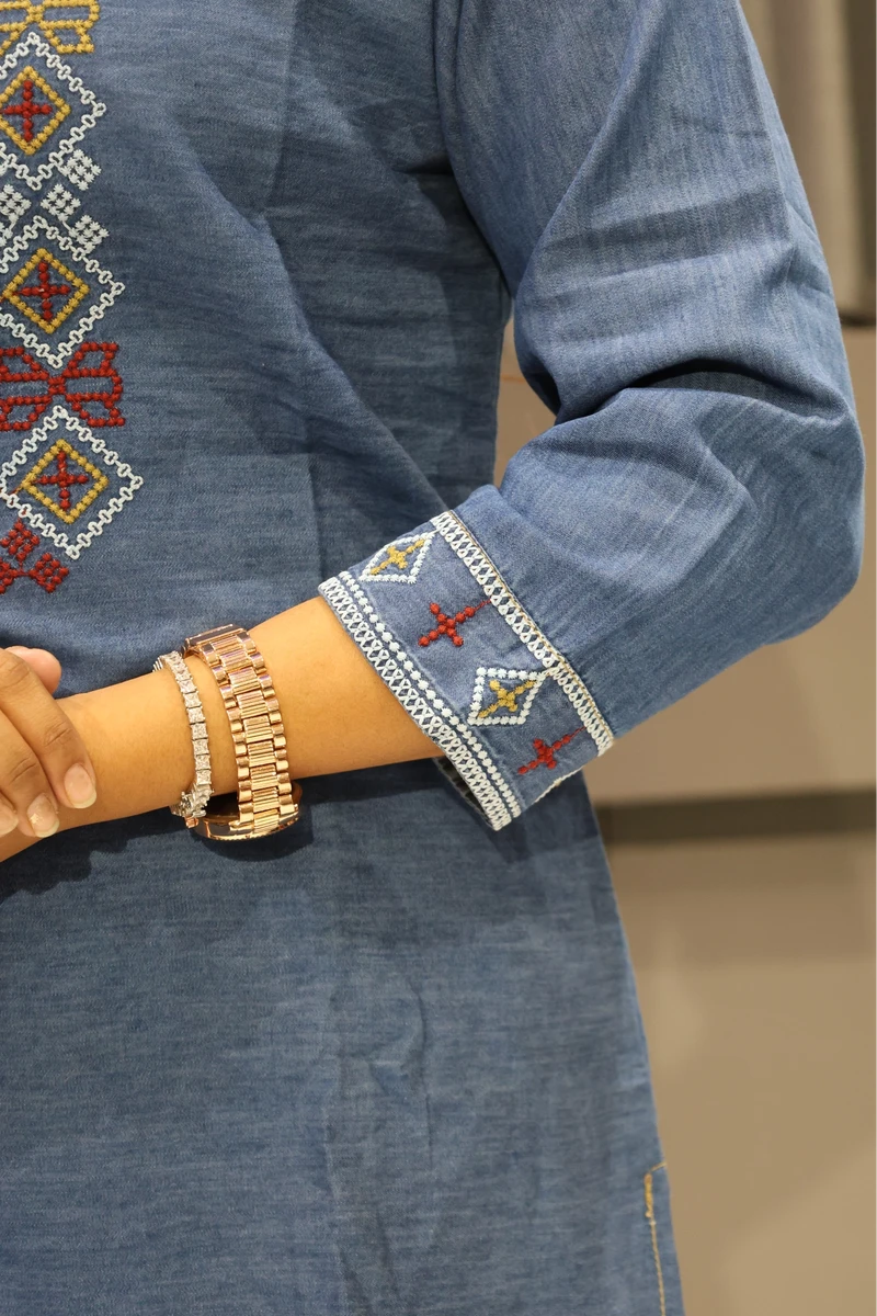 Square Work Denim Cord Set