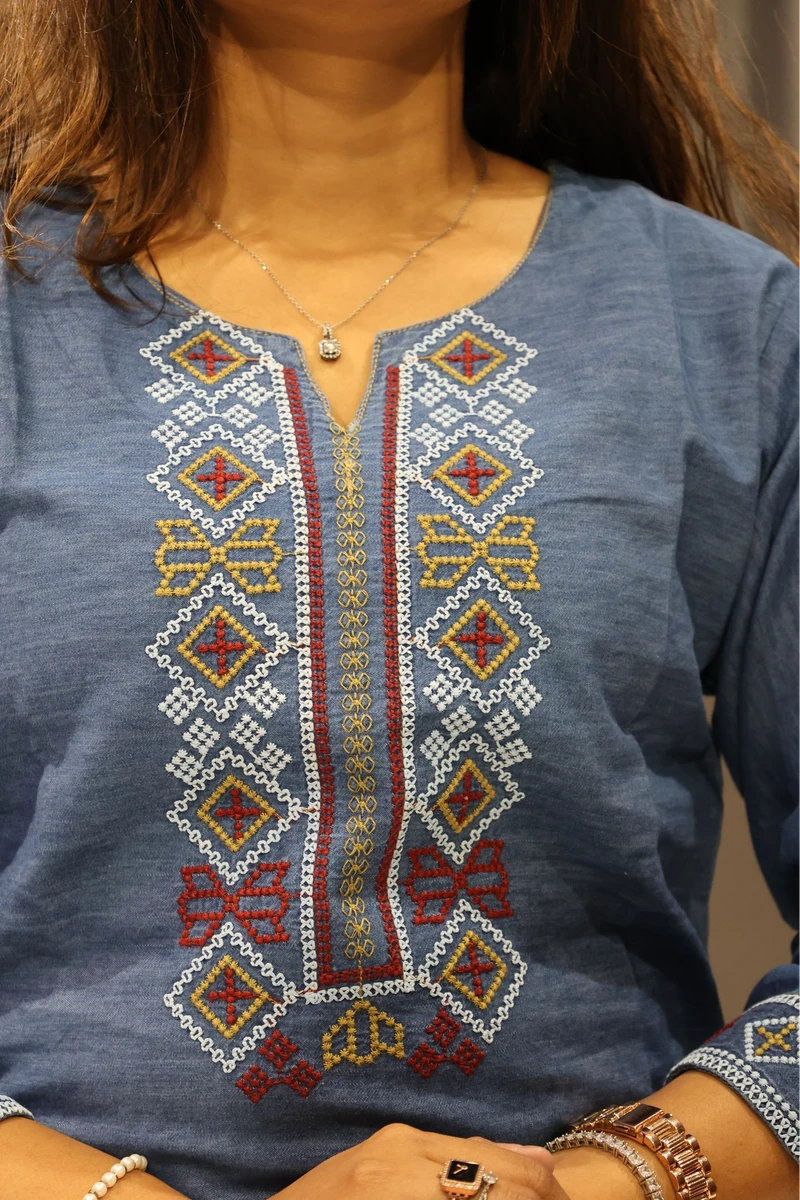 Square Work Denim Cord Set