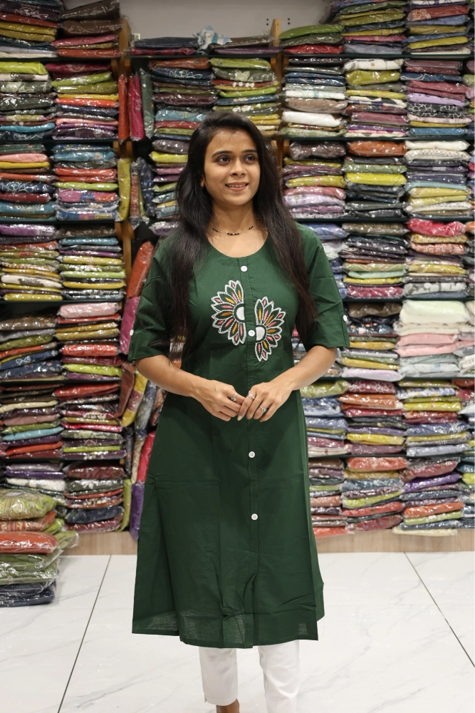 A Line cut Work kurti